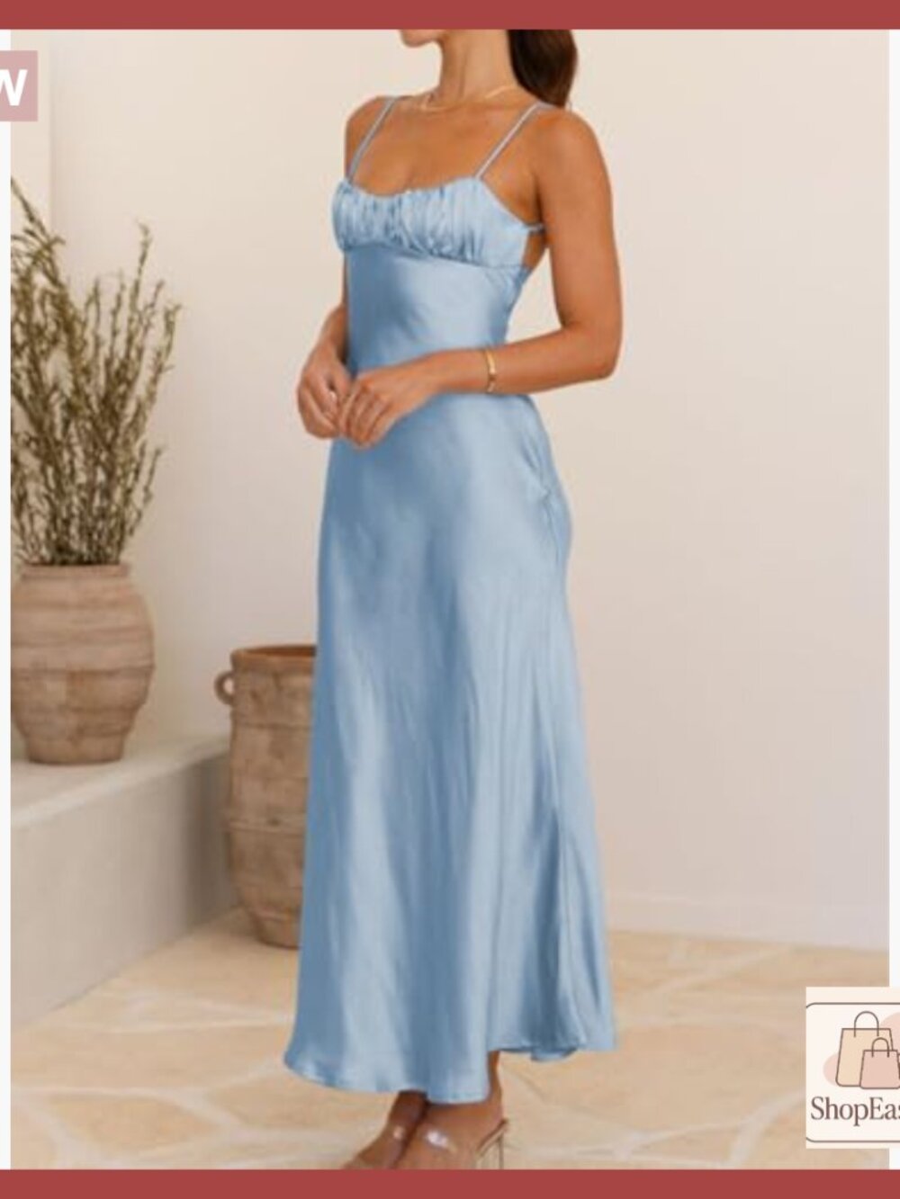 Satin Backless Ruched Twist Midi Dress Elegant Cocktail Wedding Guest - Picture 3 of 5